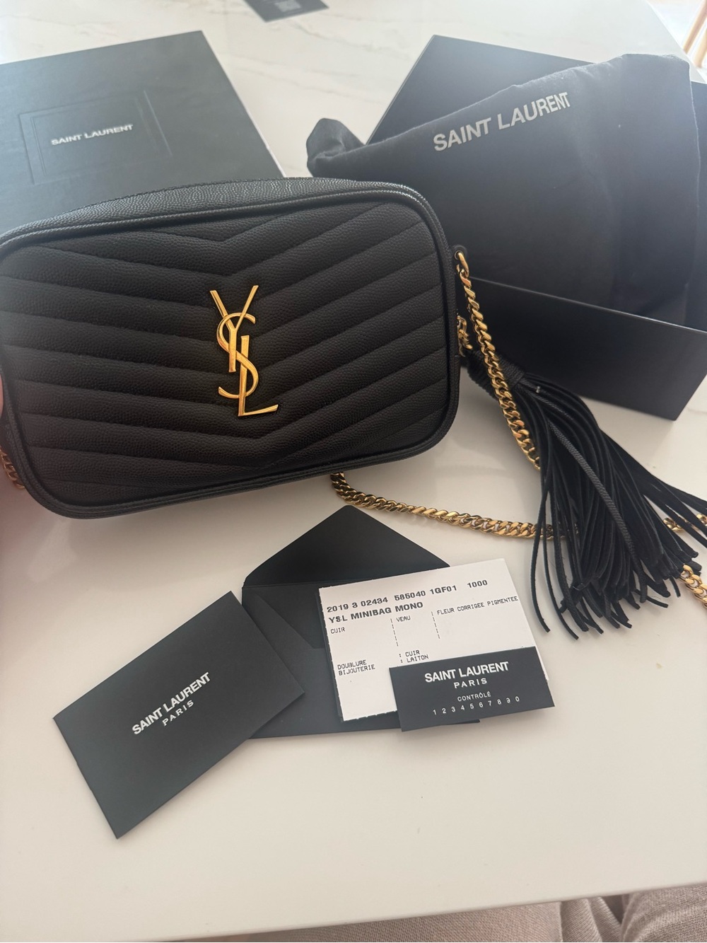 Saint Laurent Black Lou Camera Bag with Gold Hardware